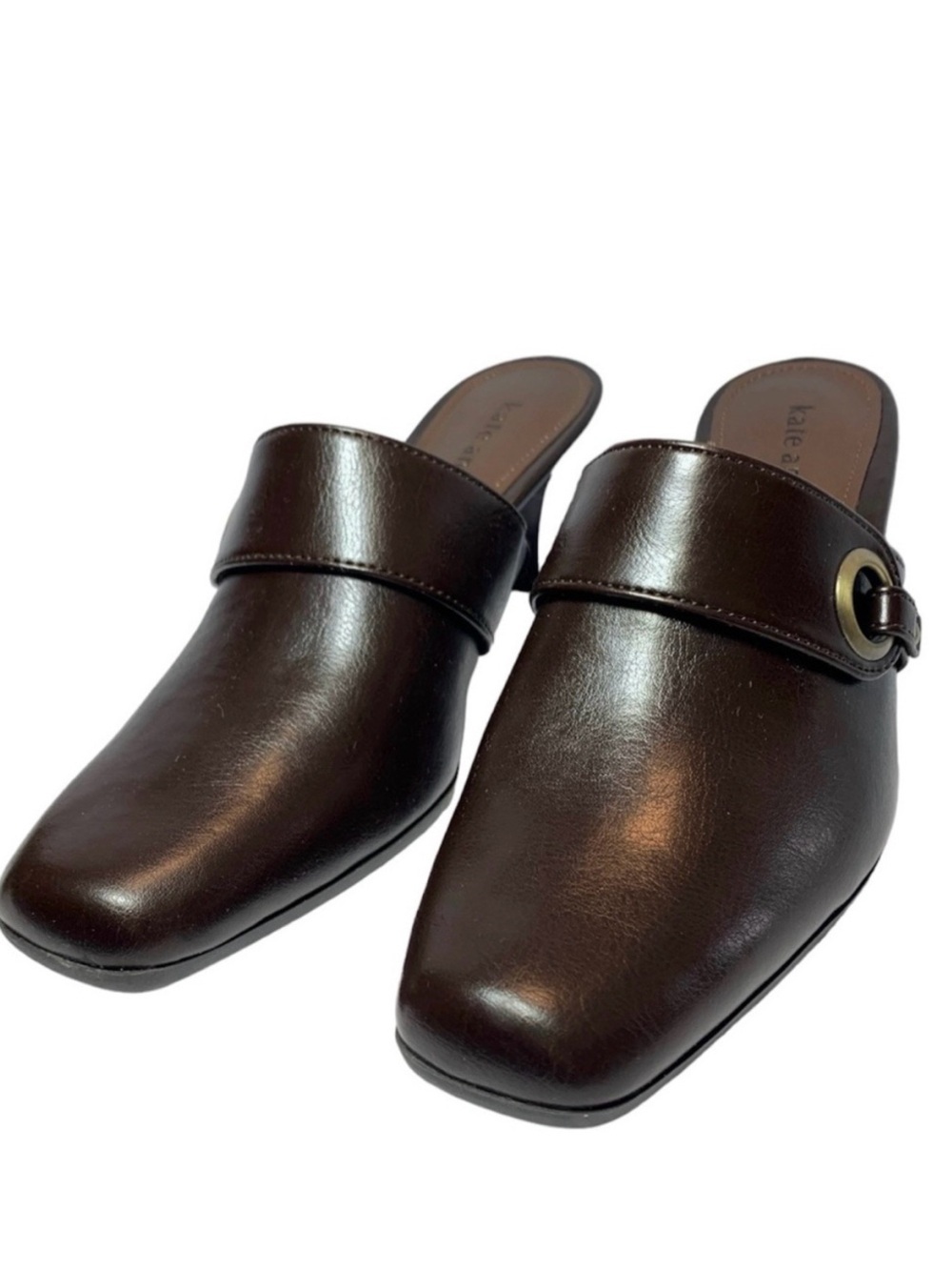🎒 BTS SALE 📚 Kate Ann Emily Brown Block Heel Mule Shoes Square Toe Women’s 6.5 N - Picture 3 of 11